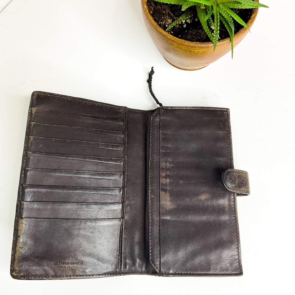 Bottega Veneta Wallet Brown Woven Leather Zip Around Organizer - Picture 5 of 10